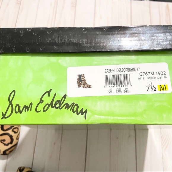 NIB SAM EDELMAN Case Nude Leopard Print Heel Boots Size 7.5 - Picture 5 of 5